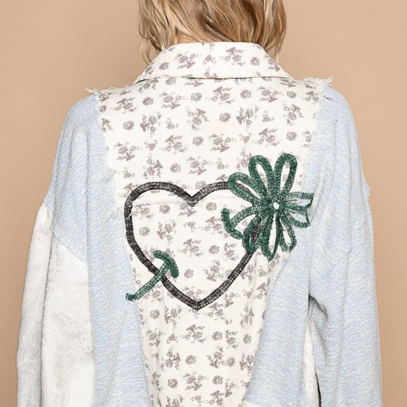 Just In! POL Bomber Style Jacket WIth Detailed Trim and Sewn Heart on Back NWT - Picture 2 of 7